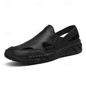 voordelige Casual sandalen-Casual loafers voor heren van imitatieleer – ademende instapschoenen voor de zomer met een open design, een lichtgewicht flexibele zool, ideaal voor dagelijks gebruik, reizen en buitenactiviteiten.