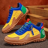 tanie Casualowe sneakersy-Męskie buty sportowe w blokach kolorów z akcentami ze sztucznej skóry, modny sportowy wygląd, idealne do uprawiania sportów na świeżym powietrzu, na co dzień i w podróż