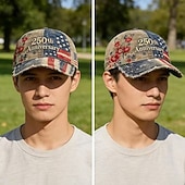  vintage klobouk k 250. výročí americké vlajky, vlastenecká baseballová čepice s květinovou výšivkou, denim, nastavitelná, dárek ke Dni nezávislosti pro muže a ženy.