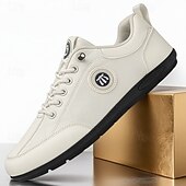 cheap Casual Lace-Up Shoes-Men's Faux Leather Casual Sneakers – Comfortable and Stylish for Everyday Wear, Ideal for Casual Outings, Sports and Relaxed Weekend Activities