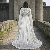 halpa Pukeutua-Retro / vintage Keskiaika Renessanssi Kokopitkä Mekot Normaali Leveä kalvosinnapit Viikinki Outlander Pluskoko Haltia Naamiaispuku Naisten Kelttiläinen Kuninkaallinen Halloween Karnevaali Naamiaiset