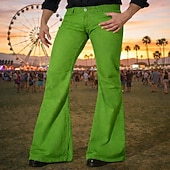  Retro Vintage 1970s Long Length Trousers Bell Bottom Pants Flared Trousers Hippie Solid Color Fancy Dress Men's Masquerade Daily Wear Pride Parade Pride Month Adults' Pants Spring & Summer