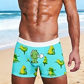  Homme Animal Dessin animé Grenouille Boxers extensibles Caleçons de Bain Shorts de bain boxeur Drôle Occasionnel Maison Vacances à la Plage Ceinture Élastique Évacuation de l'humidité Sous-vêtements