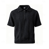 abordables Polo classique pour homme-Homme Polo Polo à fermeture éclair Occasionnel Quotidien Zip quart Manche Courte Mode Uni Fermeture éclair Été Printemps Coupe régulière Noir Blanche Kaki Gris foncé Polo