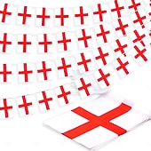 abordables Partido de Fútbol Mundial 2026-Banderín con bandera de Inglaterra para el Mundial de Fútbol de Verano (50 banderas, 14 metros), pequeño banderín con banderas inglesas para decoración de países, escuelas, fiestas y eventos