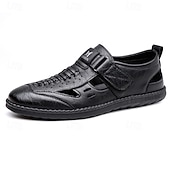 voordelige Casual sandalen-Casual loafers voor heren van imitatieleer – ademend ontwerp met uitsparingen, zachte, gedempte zool, gemakkelijk aan te trekken, elegante schoenen voor elke dag, werk, reizen en buitenactiviteiten.