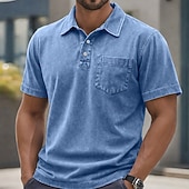 economico Polo classica da uomo-T-shirt da Uomo SoftFade™ 100% Cotone con Effetto Lavaggio Acerbo Maglietta Golf Casual per Vacanze Colletto Polo a Coste Manica Corta Moda Base Piana Vintage Distressed Estate Primavera Vestibilità