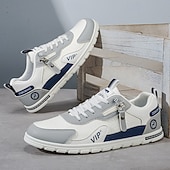 economico Scarpe Casual con Lacci-sneakers da uomo in similpelle beige: eleganti e traspiranti per uscite casual, viaggi e comfort quotidiano