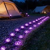 cheap Solar String Lights-Solar-Powered Led Path Garden Lights  Purple Fairy Lights 30LED IP44 Waterproof  And Durable Recessed Outdoor Garden Lights Suitable For Decorative Lighting Of Walkways Lawns, Camping Parties