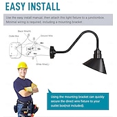 olcso kültéri fali lámpák-pajta lámpa hattyúnyak fali lámpa kültéri/beltéri IP65 vízálló farmház fali tartó vintage világítótest matt fekete kültéri verandára, házba, garázsba, teraszra, bérleményekbe, raktárba