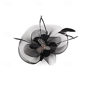 economico Fascinatori-Fascinator Poliestere Matrimonio Compleanno Elegante Vintage Carino Con Piuma Tulle Copricapo Copricapo