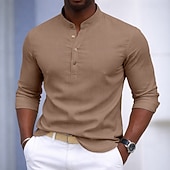 economico Camicie eleganti da uomo-Per uomo Camicia Camicia elegante Camicia con Bottoni Pullover Tinta unica Quotidiano Affari Nero Bianco Marrone Blu scuro Manica Lunga Collo ripiegato Tutte le stagioni Abbigliamento Puro
