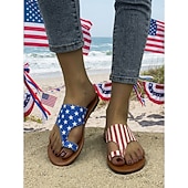  Sandales plates à rayures et étoiles pour femmes, commémorant le 250e anniversaire des États-Unis : rouges, blanches et bleues, parfaites pour la fête nationale américaine de 2026 et les fêtes sur la