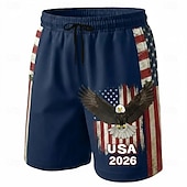  Men's 4th of July U.S. 250th Anniversary Eagle American Flag Swim Trunks Swim Shorts Board Shorts Mid Waist Patriotic Holiday Side Pockets Mesh Lining Elastic Drawstring Waist Designer Clothing