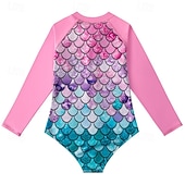 abordables Maillot de bain une pièce-Maillot de bain Enfants Fille Extérieur Graphique Vacances Fermeture éclair Maillots de bain 4 ans et + Été Bleu Rose Claire Rose Claire