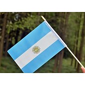 ieftine Meciul de fotbal mondial 2026-Pachet de 25 de steaguri mici din Argentina, mini steaguri argentiniene portabile, pe băț, 5x8 inch, pentru meciul Cupei Mondiale de fotbal, evenimente sportive, decorațiuni de petrecere, aclamații