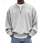 voordelige Basis Sweatshirts-Voor heren Sweatshirt Sweatshirt met kwartrits blauw Zwart Wit Lichtgroen Marineblauw Halve rits Effen Kwart ritssluiting Dagelijks Sport &amp; Outdoor Feestdagen Polyester Streetwear Basic Casual Lente