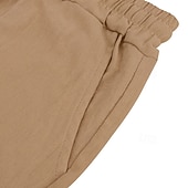 cheap Holiday-Men's Shorts Linen Shorts Summer Shorts Beach Shorts Drawstring Elastic Waist Buttons Plain Solid Comfort Breathable Knee Length Daily Outdoor Beach Vacation Fashion Black White Inelastic