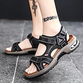 cheap Vacation Sandals-Men's Brown Outdoor Sandals – Adjustable Strap Summer Shoes, Breathable Comfort, Hiking, Beach &amp; Travel Wear