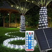 olcso Napelemes-100 m-es kültéri napelemes fényfüzér, 1000 LED, IP65 vízálló, 31 V-os napelem &amp;USB-ről tölthető, 8 funkciós távirányítóval, dekoratív LED-es lámpák kertbe, teraszra, medencébe, esküvőre, partira
