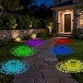 Недорогие Уличные светильники-2 шт. уличных солнечных настенных светильников с проекцией мандалы из полого металла, водонепроницаемость IP44, для украшения забора, лестницы, газона и дорожек, сада, двора, ландшафтного освещения