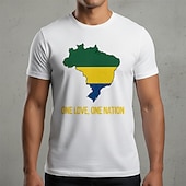 Недорогие Soccer T-shirts-World Soccer Match 2026 Outfits Graphic Tee Football Brazil Inspired Patriotic T-shirt Sleeve for Unisex Adults' 3D Print  for Party Sports Outdoor