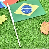 cheap World Soccer Match 2026-25Pack Small Brazil Flag Handheld Mini Brazilian Flag on Stick 5x8 Inch for Soccer World Summer Cup Match, Sports Events, Party Decorations, Fans Cheering