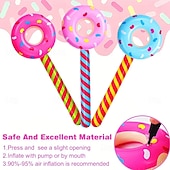 cheap Outdoor Recreation-6pcs Inflatable Lollipops in Random Colors, Inflatable Donut Candy, Birthday Party Decorations, Novelty Toys