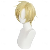 tanie Peruki anime-krótka, jasnoblond peruka anime w stylu ocean adventurer na imprezę cosplay