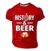  Herren Bier Geschichte T Shirt Kurzarm T-Shirt 3D-Druck Rundhalsausschnitt Hemd Mode Täglich Täglich Straße Blau Schwarz Rote Sommer Frühling Bekleidung S M L XL XXL XXXL