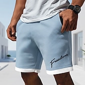 cheap Men's 3D Sweat Shorts-Men's Letter Print Funny Slang Waffle Shorts Casual Shorts Textured Shorts Mid Waist Fashion Casual Daily Vacation Elastic Drawstring Waist Shorts with Pockets Designer Clothing Apparel