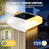 baratos Candeeiros Luzes de Exterior-Conjunto de 2 postes de luz solar para cerca, à prova d'água, com energia solar e luz branca quente, ideais para iluminação de jardins, pátios e varandas.