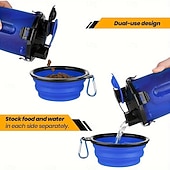 economico Ciotole e Bottiglie da Viaggio-Set composto da 1 tazza per acqua/cibo + 2 ciotole pieghevoli. Borraccia da viaggio per cani con ciotola pieghevole, contenitore per cibo per animali domestici 2 in 1 con ciotola pieghevole. Ciotola