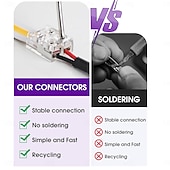abordables Accessoires LED-Connecteur LED 2 broches 10 mm sans soudure pour rubans LED transparents, avec tournevis intégré, pour rubans LED monochromes 12 V/24 V, lot de 12.