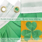 abordables Banderas de Jardín, Banner-St Patrick's Day Fan Flag, Shamrock Design, Festival Half-Round Banner, Irish Party Decor, Green Clover Flag for St. Patrick's Day Celebration.