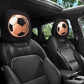 billiga Hemtextil-2 st nackstödsskydd med fotbollstryck, bilinredning, moderiktigt sätesskydd, enkla att installera, lämpliga för långkörning, stadspendling, perfekt rolig bildekor, ökad komfort