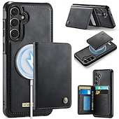 Недорогие Чехлы для Samsung-телефон Кейс для Назначение SSamsung Galaxy S25 S24 S23 Ultra Plus Магнитный адсорбционный футляр со стендом Магнитный ТПУ Кожа PU