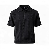 abordables Polo classique pour homme-Homme Polo Polo à fermeture éclair Occasionnel Quotidien Zip quart Manche Courte Mode Uni Fermeture éclair Été Printemps Coupe régulière Noir Blanche Kaki Gris foncé Polo