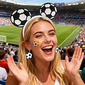 abordables Partido de Fútbol Mundial 2026-Kit para fanáticos del partido mundial de fútbol de verano de EE. UU., Canadá y México 2026, accesorios para porristas, diademas, aretes, tatuajes adhesivos y accesorios para porristas y apoyo