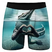 abordables Animaux &amp; Oiseaux-Homme Crocodile Forme de Coeur Hilarant Boxers extensibles Caleçons de Bain Shorts de bain boxeur Drôle Occasionnel Maison Vacances à la Plage Ceinture Élastique Évacuation de l'humidit