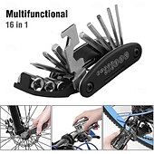 abordables Outillage à main-Kit d'outils de réparation portable 16 en 1 pour vélos, motos et motos : clé hexagonale, tournevis pour pneus et outils de réparation pour écrous et pneus.