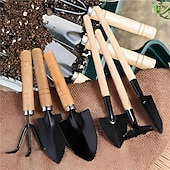 お買い得  植物ケアアクセサリー-ミニガーデニングツール6点セット 持ち運び可能な小型ガーデニングツール（ハンドル付き） シャベル、熊手、室内ガーデニング、植栽、花用ツール