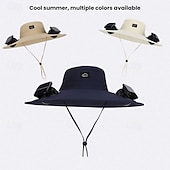 cheap Camping Lights &amp; Lanterns-2026 New Solar-Powered Outdoor Sun Hat with Dual Fans, Digital Battery Display, Wide Brim, Lightweight Breathable Cap for Hiking, Fishing, Camping, Travel, Beach, Summer