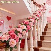 abordables Flores artificiales-Guirnalda de rosas artificiales dobles de primavera de 196,8 pulgadas (2 piezas), extralarga, de 196,8 pulgadas (50 cm). Ideal para arcos florales y arreglos para el Día de San Valentín, bodas,