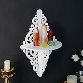 economico Esculturas-Creative Simple White Pattern Decorative Shelf, DIY Assembly Floating Shelf, Ideal for Home Wall Decoration, Living Room Display Stand, Crystal Stone Display Shelf