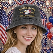 cheap Bucket Hat-Unisex 250th/independence Hat Baseball Cap Portable Breathable Daily Outdoor Street Embroidery Flag