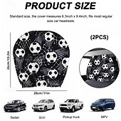 billiga Hemtextil-2 st nackstödsskydd med fotbollstryck, bilinredning, moderiktigt sätesskydd, enkla att installera, lämpliga för långkörning, stadspendling, perfekt rolig bildekor, ökad komfort