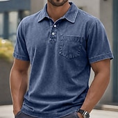 economico Polo classica da uomo-T-shirt da Uomo SoftFade™ 100% Cotone con Effetto Lavaggio Acerbo Maglietta Golf Casual per Vacanze Colletto Polo a Coste Manica Corta Moda Base Piana Vintage Distressed Estate Primavera Vestibilità