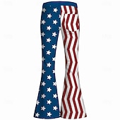  250° anniversario USA Retrò Vintage Anni '70 Pantaloni Pantaloni a zampa d'elefante Hippie Disco Vita alta Costume Per donna Mascherata 4 Luglio Feste Giorno dell'Indipendenza Adulti Pantaloni