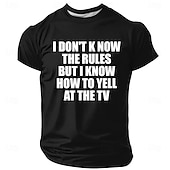  Мужская футболка с надписью «Я не знаю правил, но знаю, как кричать на телевизор», футболка черного цвета с графическим принтом, круглый вырез, футбольный турнир, дизайнерская одежда, размеры S M L XL